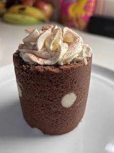 chocolate cake with cream cheese swirl topping