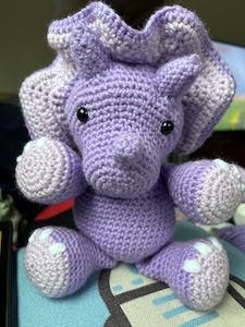 crochet purple triceratops
